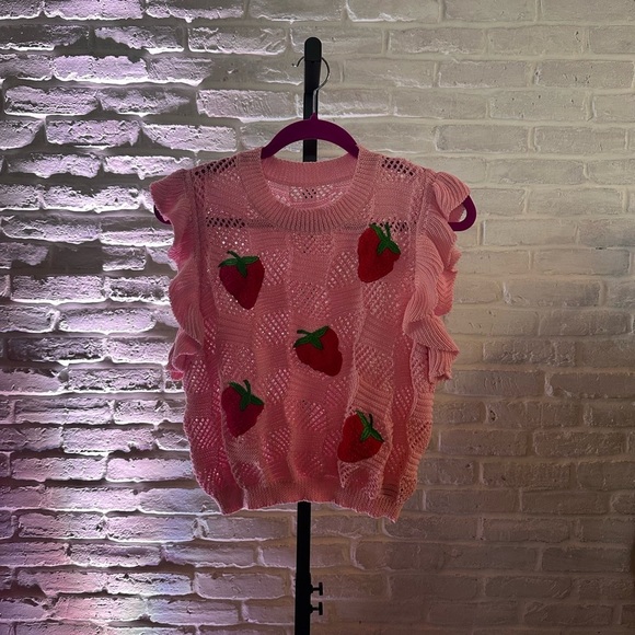 SHEIN Sweaters - Sold.      Pink Strawberry Sweater